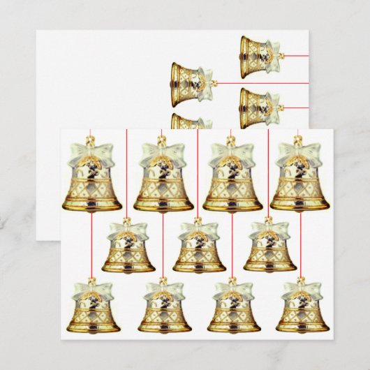 Silver en Gold Bells kerstkaart Notitiekaartje (Voorkant / Achterkant)