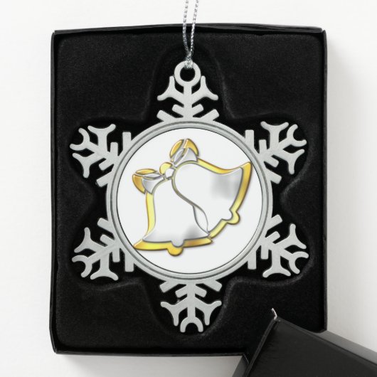 Silver en Gold Bells Kerstmis Tin Sneeuwvlok Ornament (Kistje)