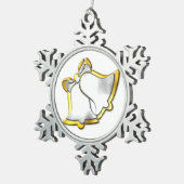 Silver en Gold Bells Kerstmis Tin Sneeuwvlok Ornament (Rechts)