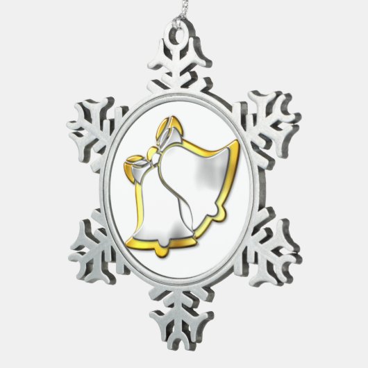 Silver en Gold Bells Kerstmis Tin Sneeuwvlok Ornament (Rechts)