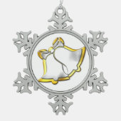 Silver en Gold Bells Kerstmis Tin Sneeuwvlok Ornament (Voorkant)