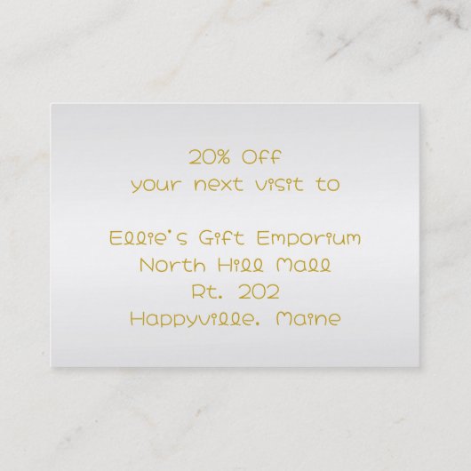 Silver en Gold Big Bow Cadeau Kaart Certificaten (Achterkant)