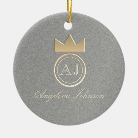 Silver en Gold Crown, met kerst op jaarbasis Keramisch Ornament (Voorkant)
