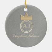Silver en Gold Crown, met kerst op jaarbasis Keramisch Ornament (Achterkant)