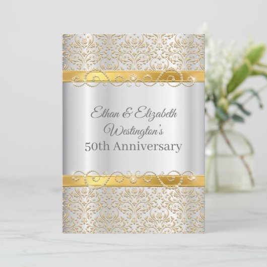 Silver en Gold Diamond 50e Jubileum Kaart (Staand voorkant)