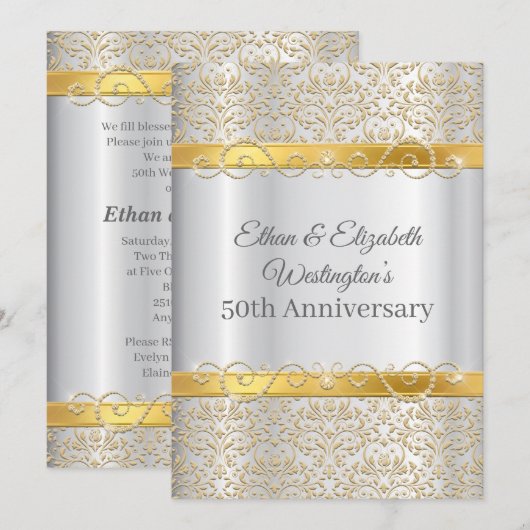 Silver en Gold Diamond 50e Jubileum Kaart (Voorkant / Achterkant)