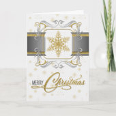 Silver en Gold Elegant kerstsnowflake Feestdagen Kaart (Voorkant)