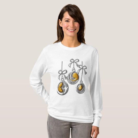 Silver- en Gold Festive-kerstabel T-shirt (Voorkant volledig)