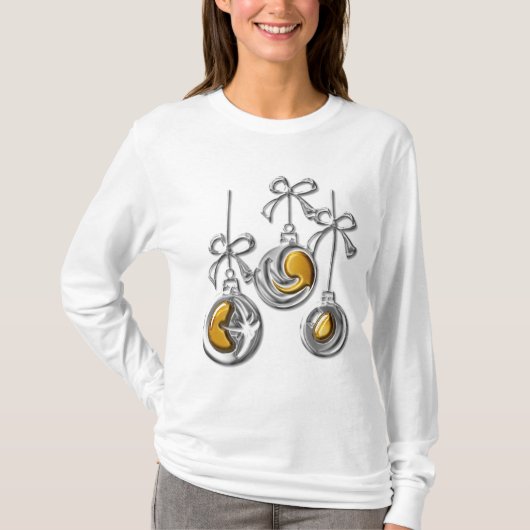 Silver- en Gold Festive-kerstabel T-shirt (Voorkant)