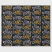 Silver en Gold Griffin Pattern Cadeaupapier (Vlak)