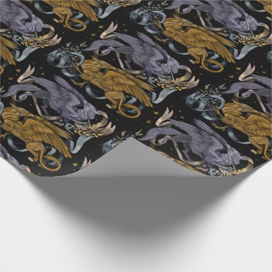Silver en Gold Griffin Pattern Cadeaupapier (Hoek)