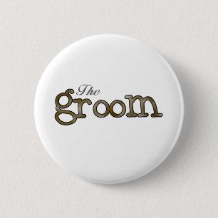 Silver en Gold Groom Ronde Button 5,7 Cm