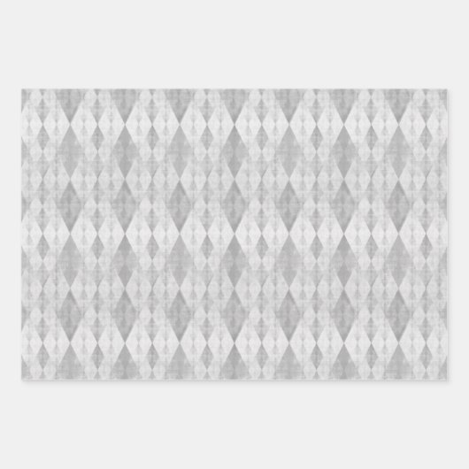 Silver en Gold Harlequin Snowflakes Stars Inpakpapier Vel (Voorkant 3)