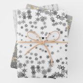 Silver en Gold Harlequin Snowflakes Stars Inpakpapier Vel (In situ)