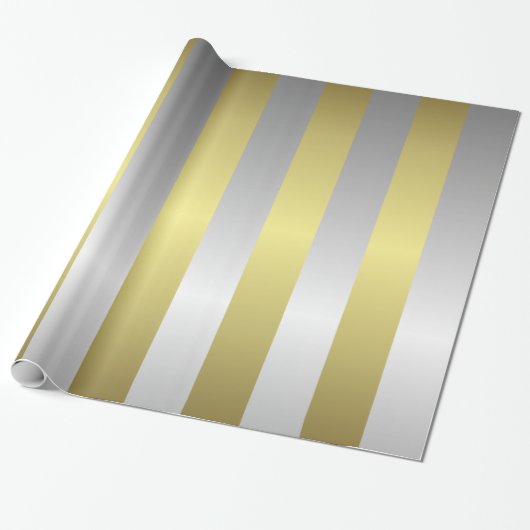 Silver en Gold Kerstmis Cadeaupapier (Uitgerold)