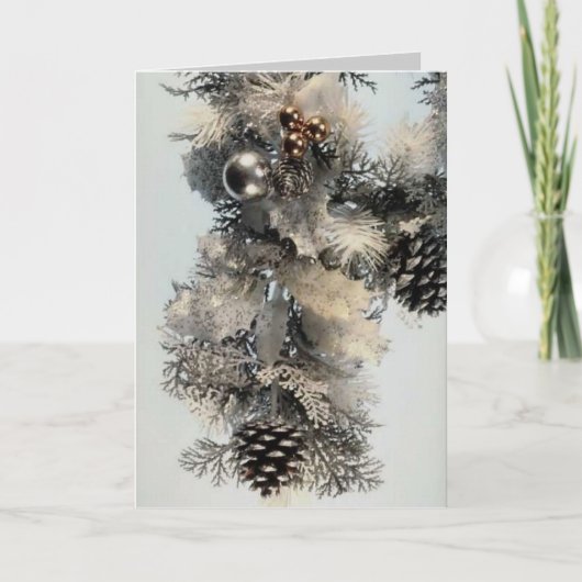 Silver en Gold Kerstmis Feestdagen Kaart (Voorkant)