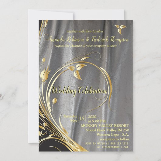 Silver- en Gold Leaf Wedding Kaart (Voorkant)