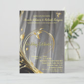 Silver- en Gold Leaf Wedding Kaart (Staand voorkant)