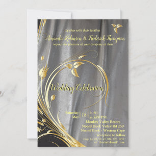 Silver- en Gold Leaf Wedding Kaart