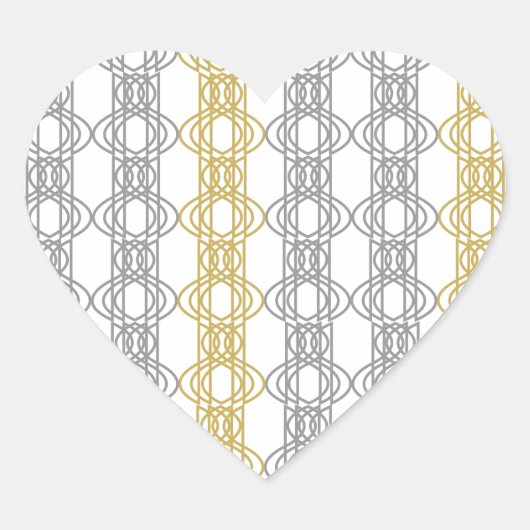 Silver en Gold Pattern Hart Sticker (Voorkant)