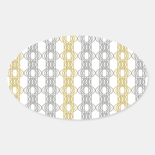 Silver en Gold Pattern Ovale Sticker (Voorkant)