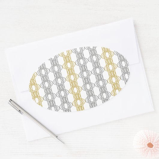 Silver en Gold Pattern Ovale Sticker (Envelop)