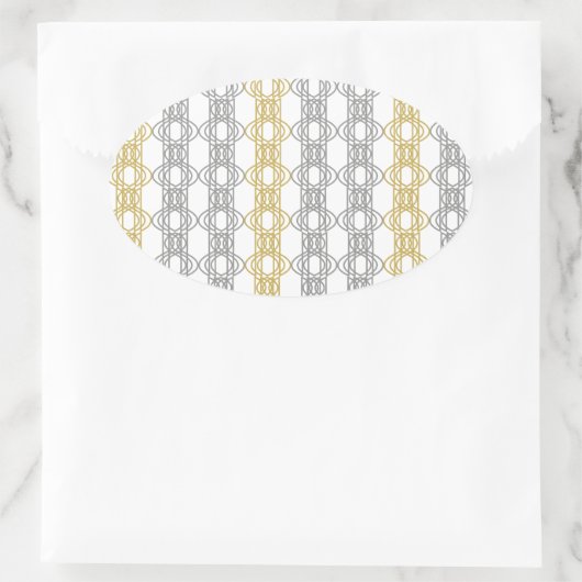 Silver en Gold Pattern Ovale Sticker (Tas)