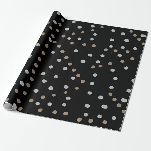 Silver- en Gold Polka Dots Cadeaupapier (Uitgerold)