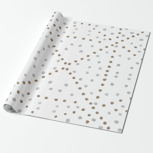 Silver- en Gold Polka Dots Cadeaupapier (Uitgerold)