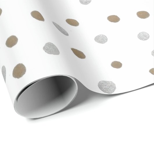 Silver- en Gold Polka Dots Cadeaupapier (Rol Hoek)