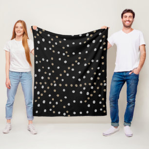 Silver- en Gold Polka Dots Fleece Deken