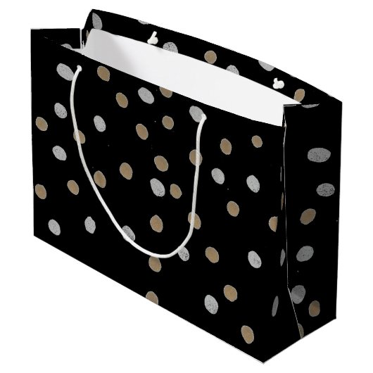 Silver- en Gold Polka Dots Groot Cadeauzakje (Achterkant Gekanteld)