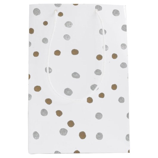 Silver- en Gold Polka Dots Medium Cadeauzakje (Voorkant)