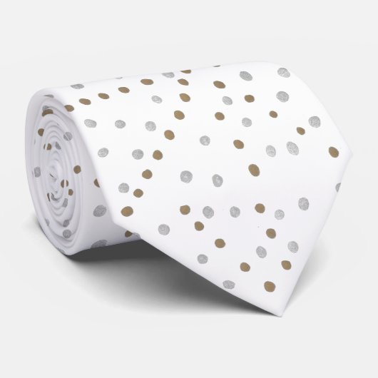 Silver- en Gold Polka Dots Stropdas (Opgerold)
