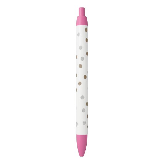 Silver- en Gold Polka Dots Zwarte Inkt Pen (Voorkant Verticaal)