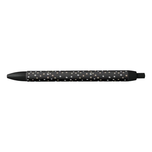 Silver- en Gold Polka Dots Zwarte Inkt Pen (Voorkant)