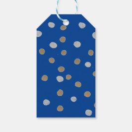 Silver- en Gold Polka-punten op blauw Cadeaulabel