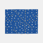 Silver- en Gold Polka-punten op blauw Fleece Deken (Voorkant (Horizontaal))