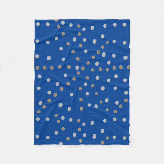 Silver- en Gold Polka-punten op blauw Fleece Deken (Voorkant)