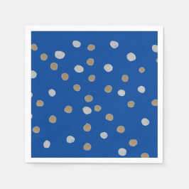 Silver- en Gold Polka-punten op blauw Servet