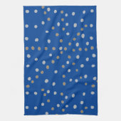 Silver- en Gold Polka-punten op blauw Theedoek (Verticaal)