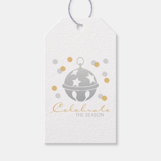 Silver en Gold Sleigh Bell Holiday Gift Labels Cadeaulabel (Voorkant)