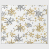 Silver- en Gold-sneeuwvlokken Cadeaupapier (Vlak)