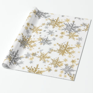 Silver- en Gold-sneeuwvlokken Cadeaupapier