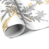 Silver- en Gold-sneeuwvlokken Cadeaupapier (Rol Hoek)