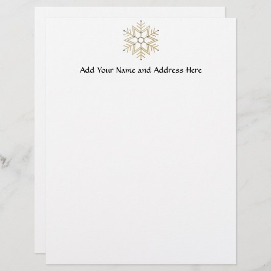 Silver en Gold Snowflake Gepersonaliseerd Briefhoofd (Voorkant / Achterkant)