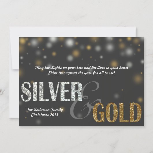 Silver- en Gold Sparkle-feestkaart Feestdagenkaart (Voorkant)