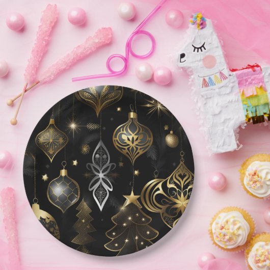 Silver en Gold Traditional Ornamenten Pattern 2 Papieren Bordje (Feest)