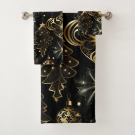 Silver en Gold Traditional Ornamenten Pattern Bad Handdoek