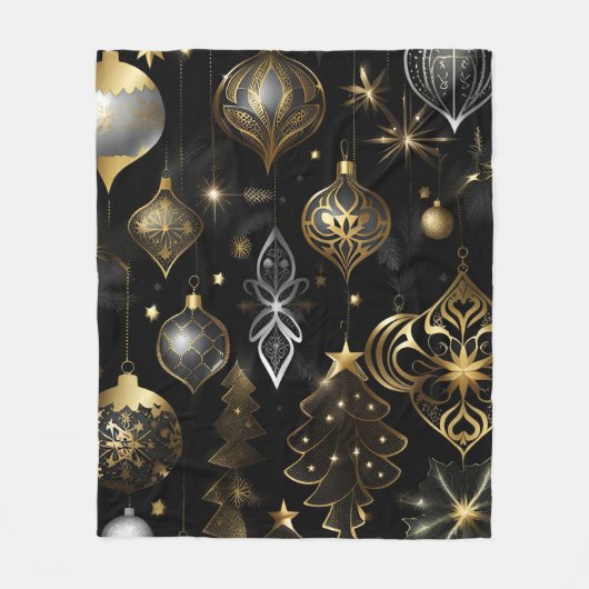 Silver en Gold Traditional Ornamenten Pattern Fleece Deken (Voorkant)